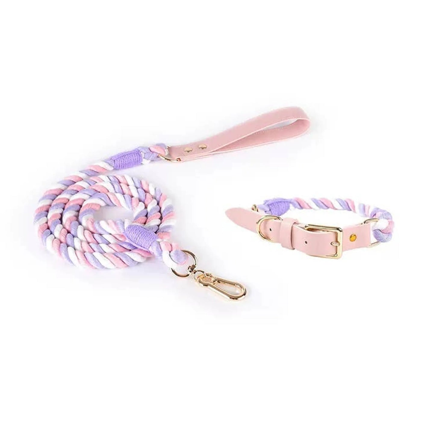 Luxe Royal Leather Rope Leash and Collar Set  - Size:   | Pack Of: 1 - Your Pet Connection