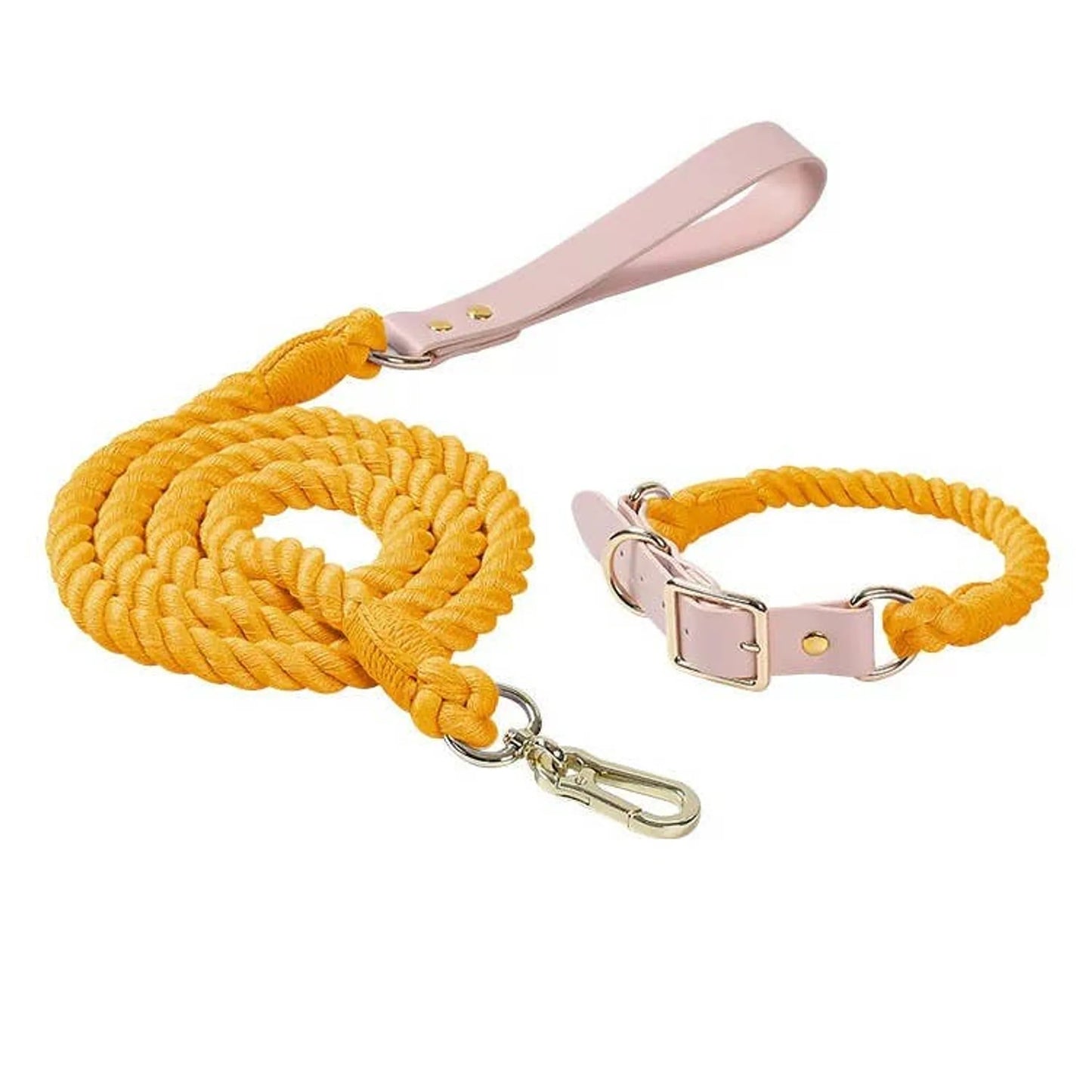 Luxe Royal Leather Rope Leash and Collar Set  - Size:   | Pack Of: 1 - Your Pet Connection