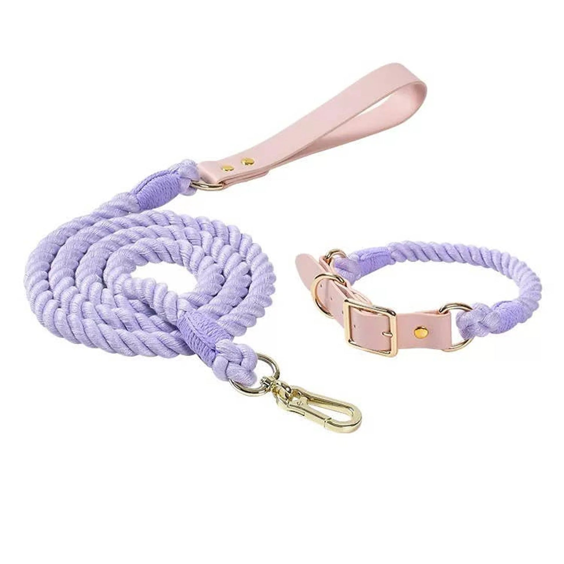 Luxe Royal Leather Rope Leash and Collar Set  - Size:   | Pack Of: 1 - Your Pet Connection
