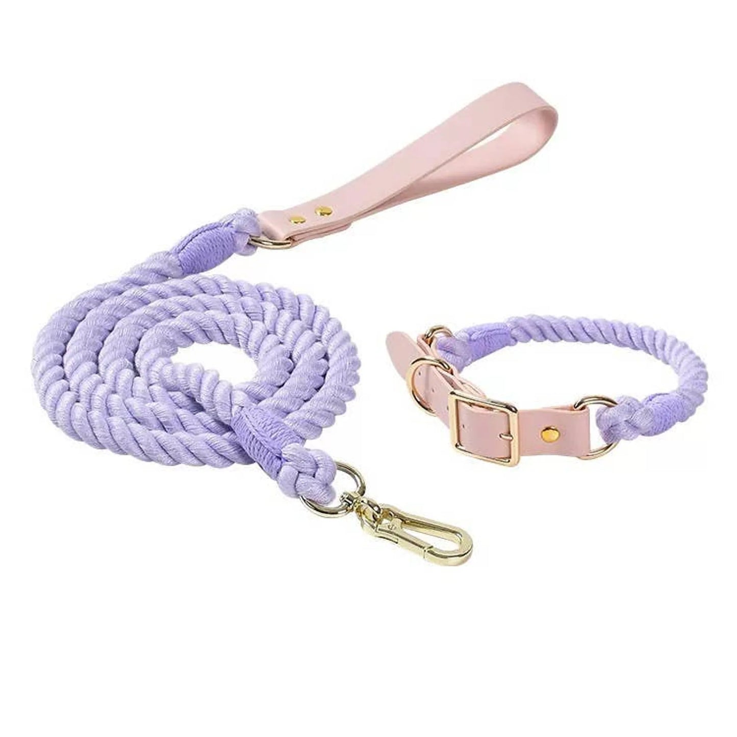 Luxe Royal Leather Rope Leash and Collar Set  - Size:   | Pack Of: 1 - Your Pet Connection