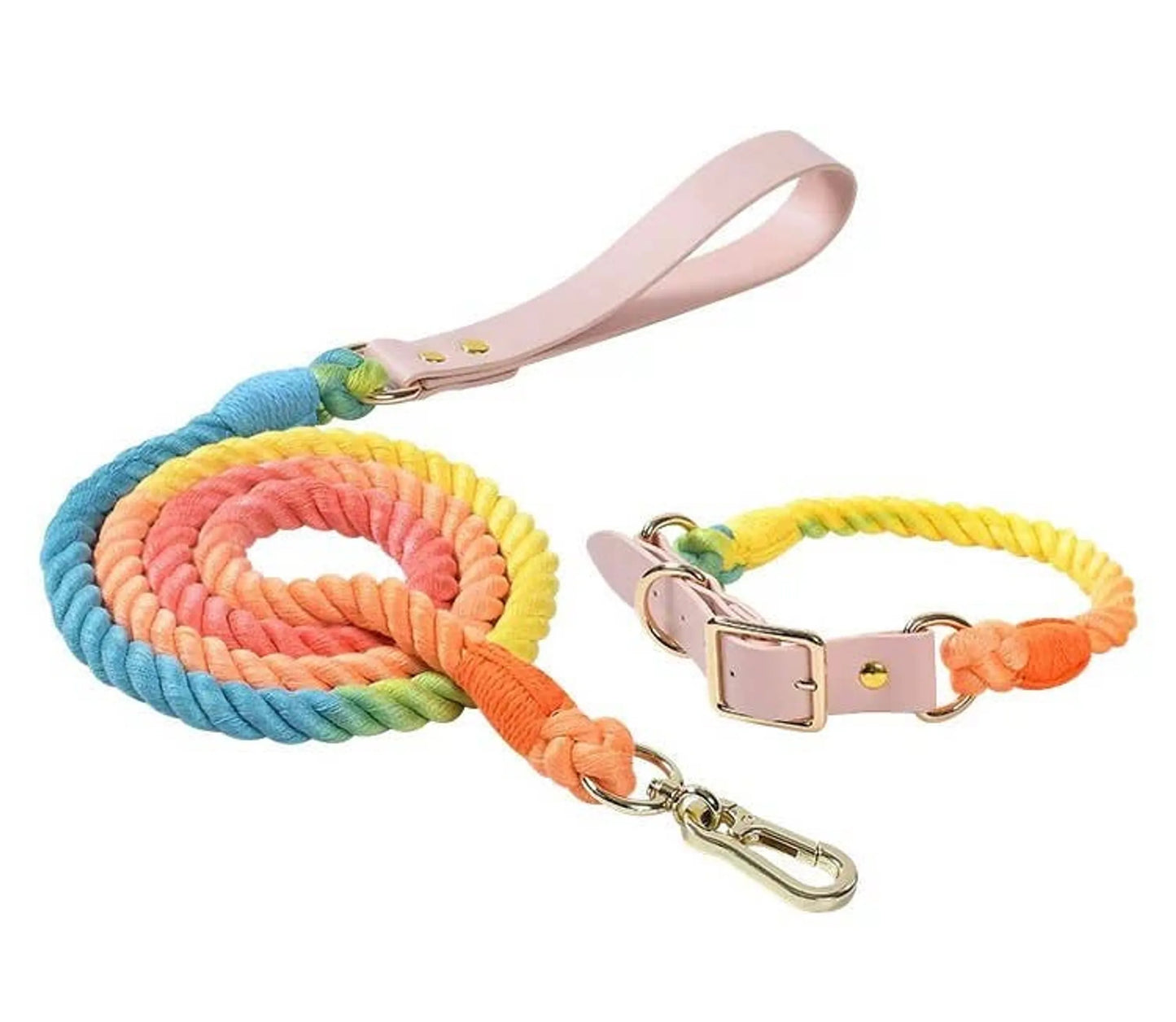 Luxe Royal Leather Rope Leash and Collar Set  - Size:   | Pack Of: 1 - Your Pet Connection