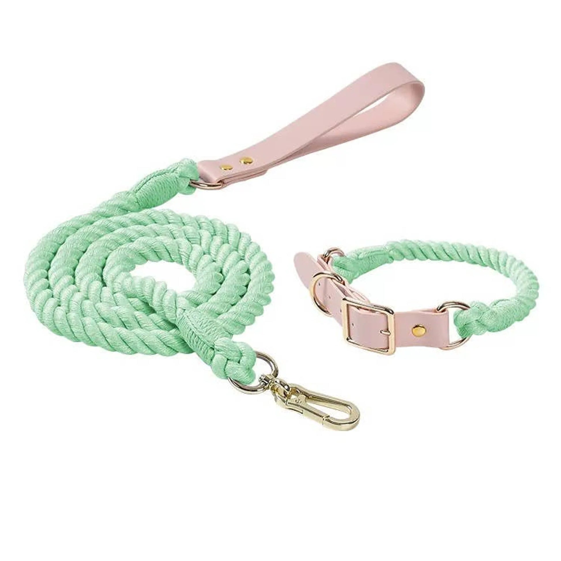 Luxe Royal Leather Rope Leash and Collar Set  - Size:   | Pack Of: 1 - Your Pet Connection
