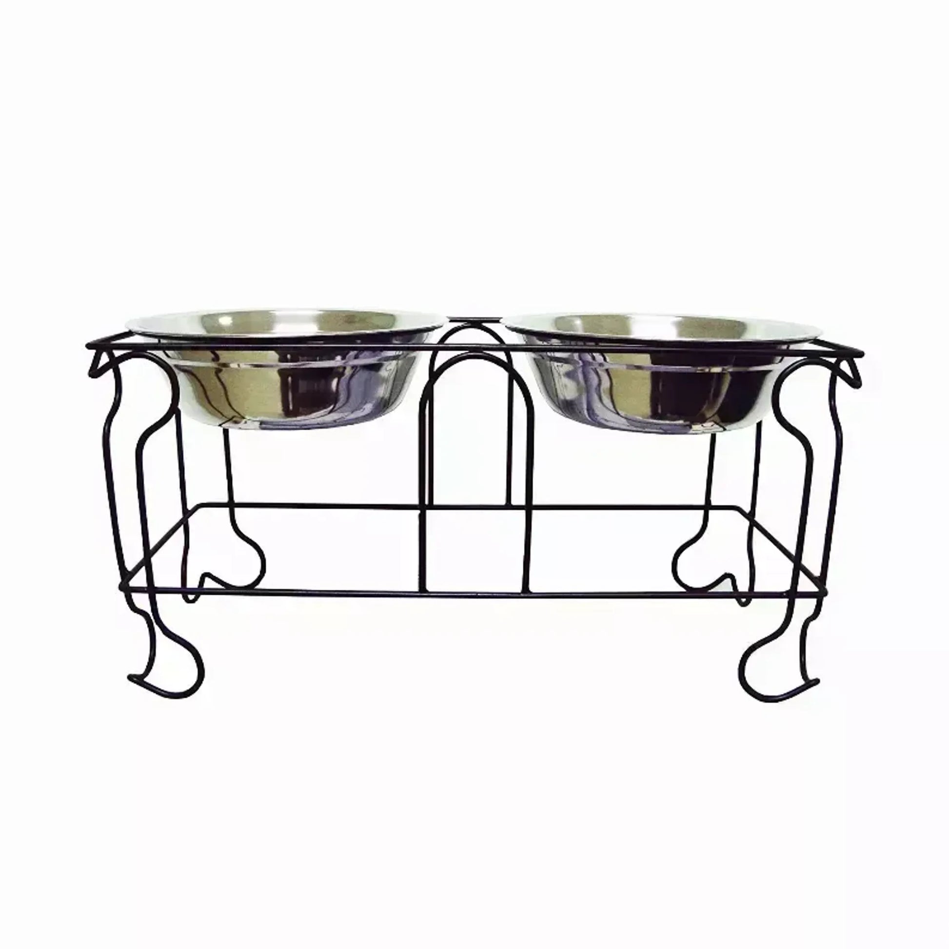 YML Wrought Iron Stand with Double Stainless Steel Feeder Bowls - Your Pet Connection