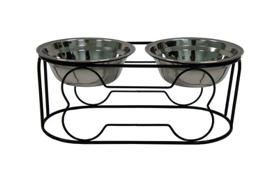 YML Wrought Iron Stand with Double Stainless Steel Feeder Bowls - Your Pet Connection