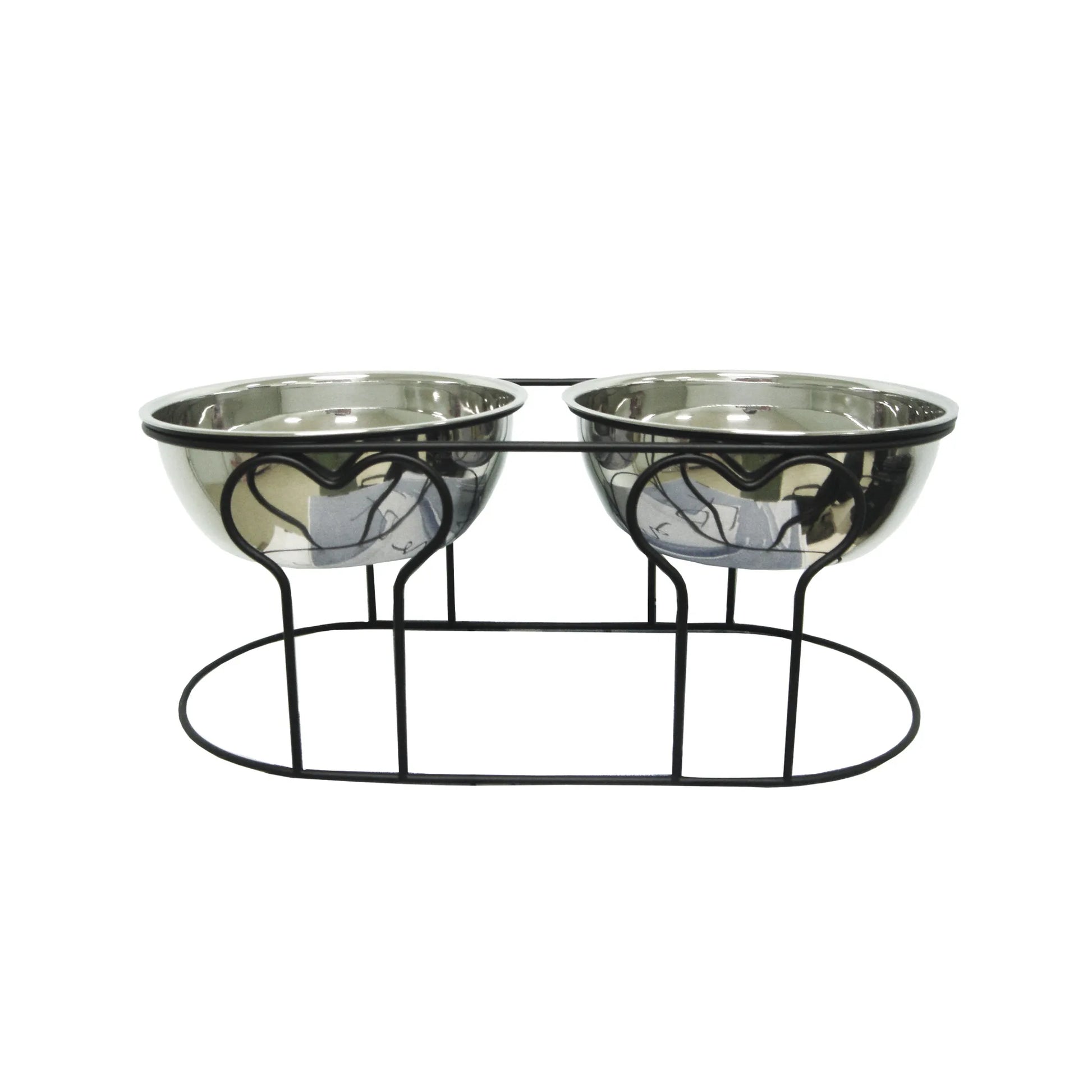 YML Wrought Iron Stand with Double Stainless Steel Feeder Bowls - Your Pet Connection