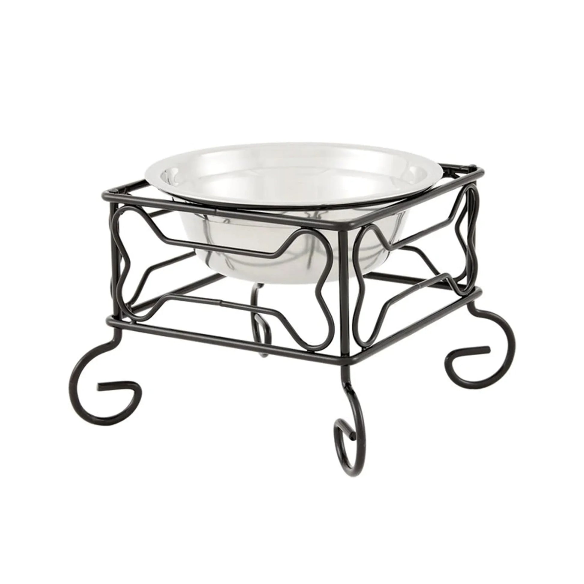 YML Wrought Iron Stand with Single Stainless Steel Feeder Bowl - Your Pet Connection