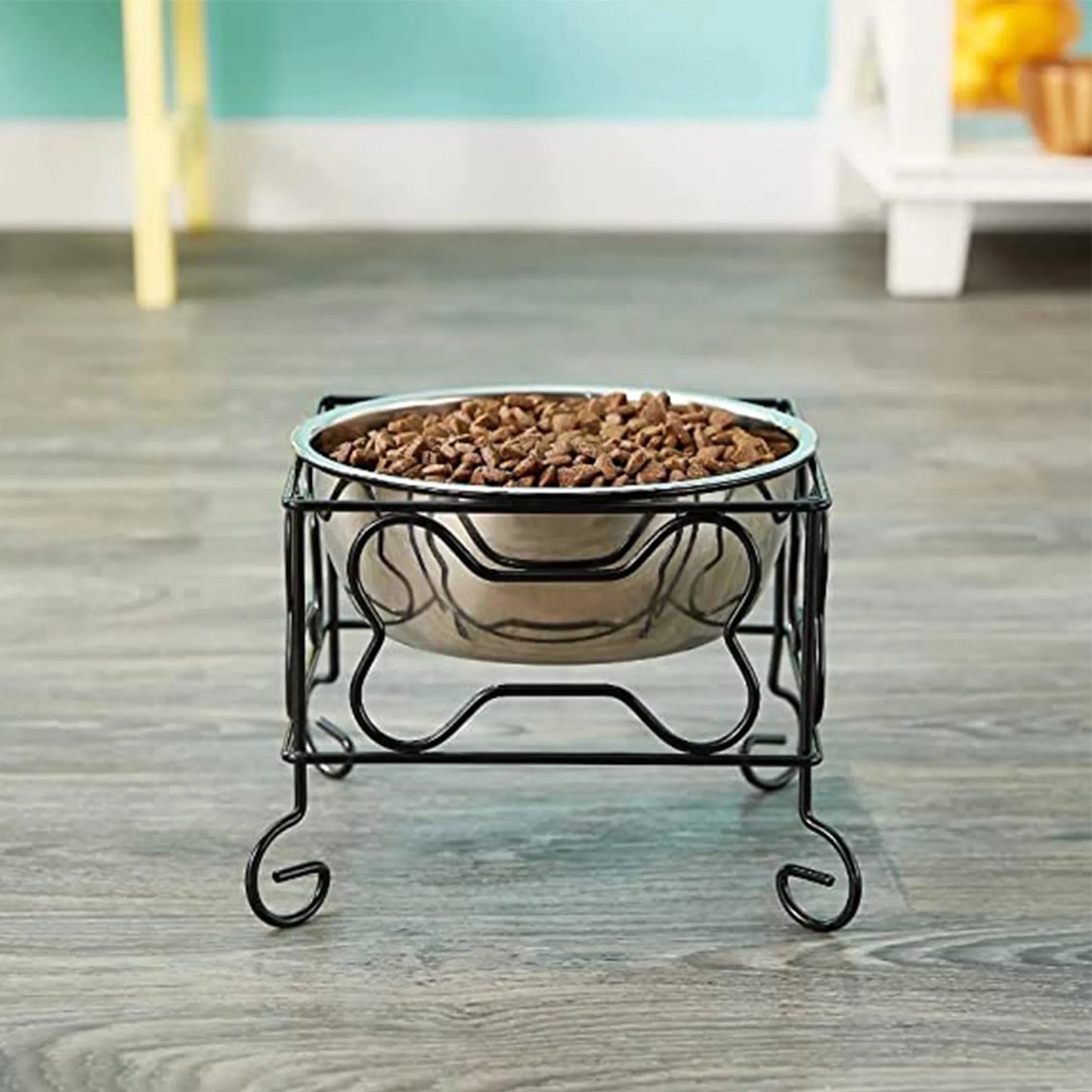YML Wrought Iron Stand with Single Stainless Steel Feeder Bowl - Your Pet Connection