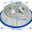 Etched Stainless Steel Dog Bowls with Blue Silicone Base
