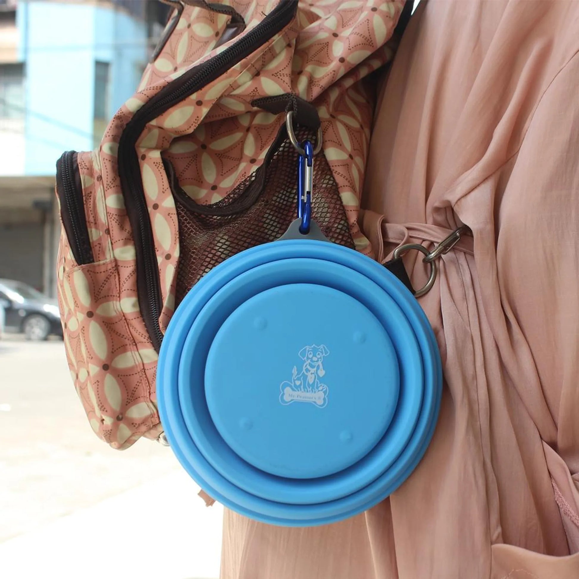 Mr. Peanut's Collapsible Silicone Camping Bowl with Lid & Foldable Fork - Your Pet Connection