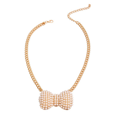 Cream Chunky Bow Necklace - Your Pet Connection