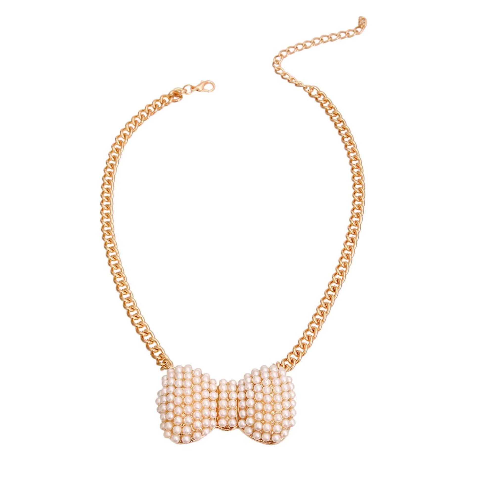 Cream Chunky Bow Necklace - Your Pet Connection