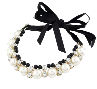 Lovely Pearl Ribbon Necklace - Your Pet Connection