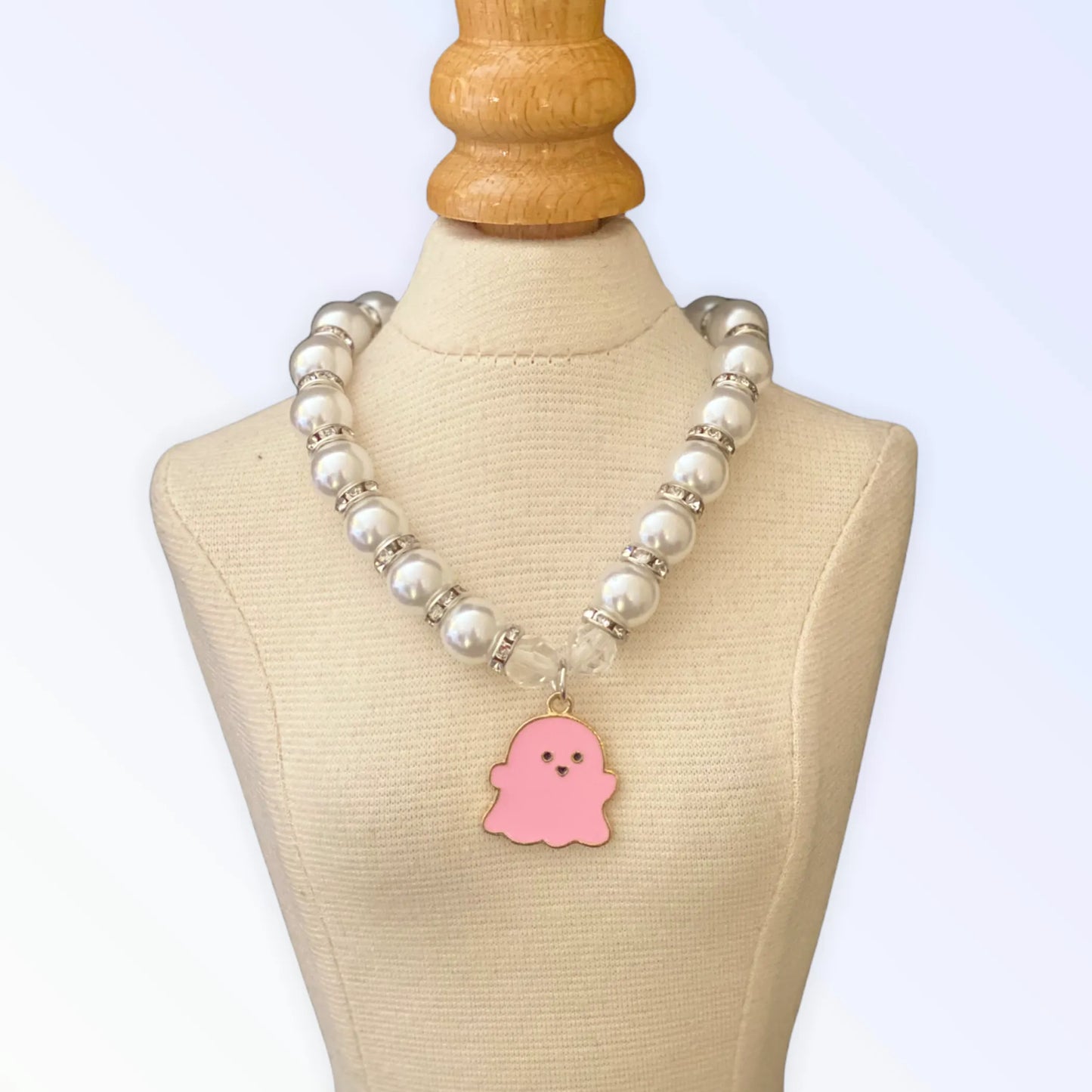 Bark Fifth Avenue Halloween Pearl Ghost Necklace