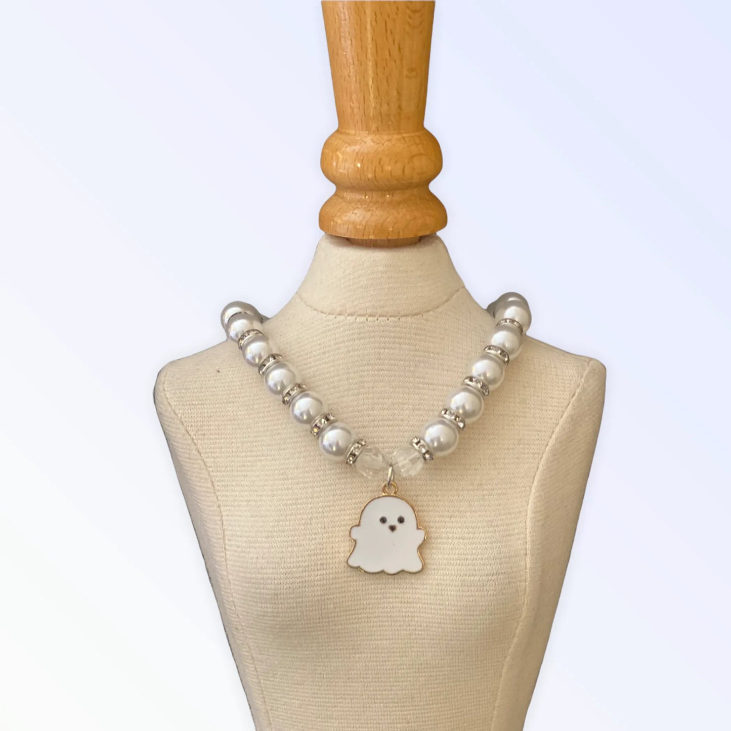 Bark Fifth Avenue Halloween Pearl Ghost Necklace