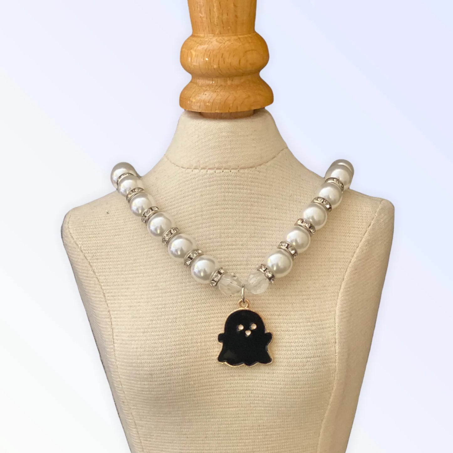 Bark Fifth Avenue Halloween Pearl Ghost Necklace