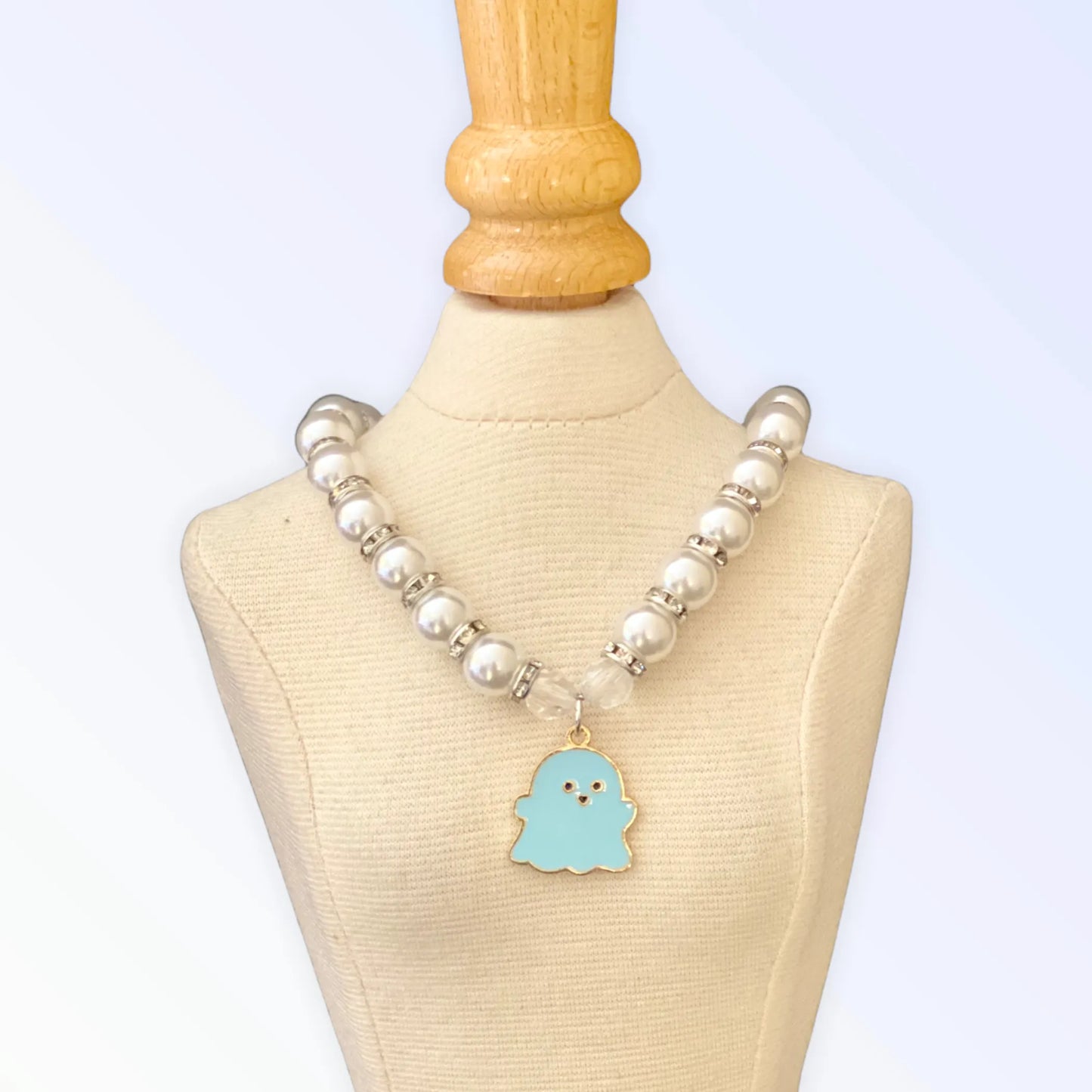 Bark Fifth Avenue Halloween Pearl Ghost Necklace