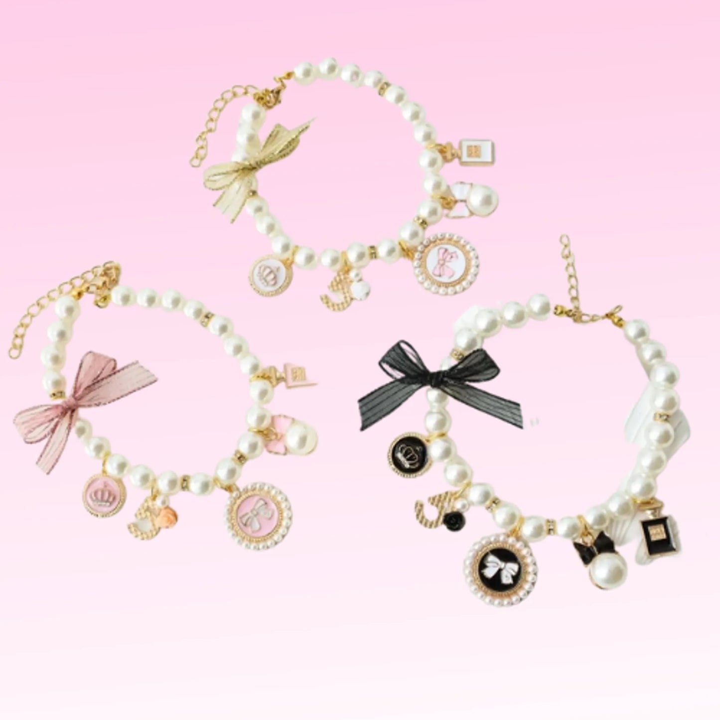 Pearls and Bow Charm Necklace - Your Pet Connection
