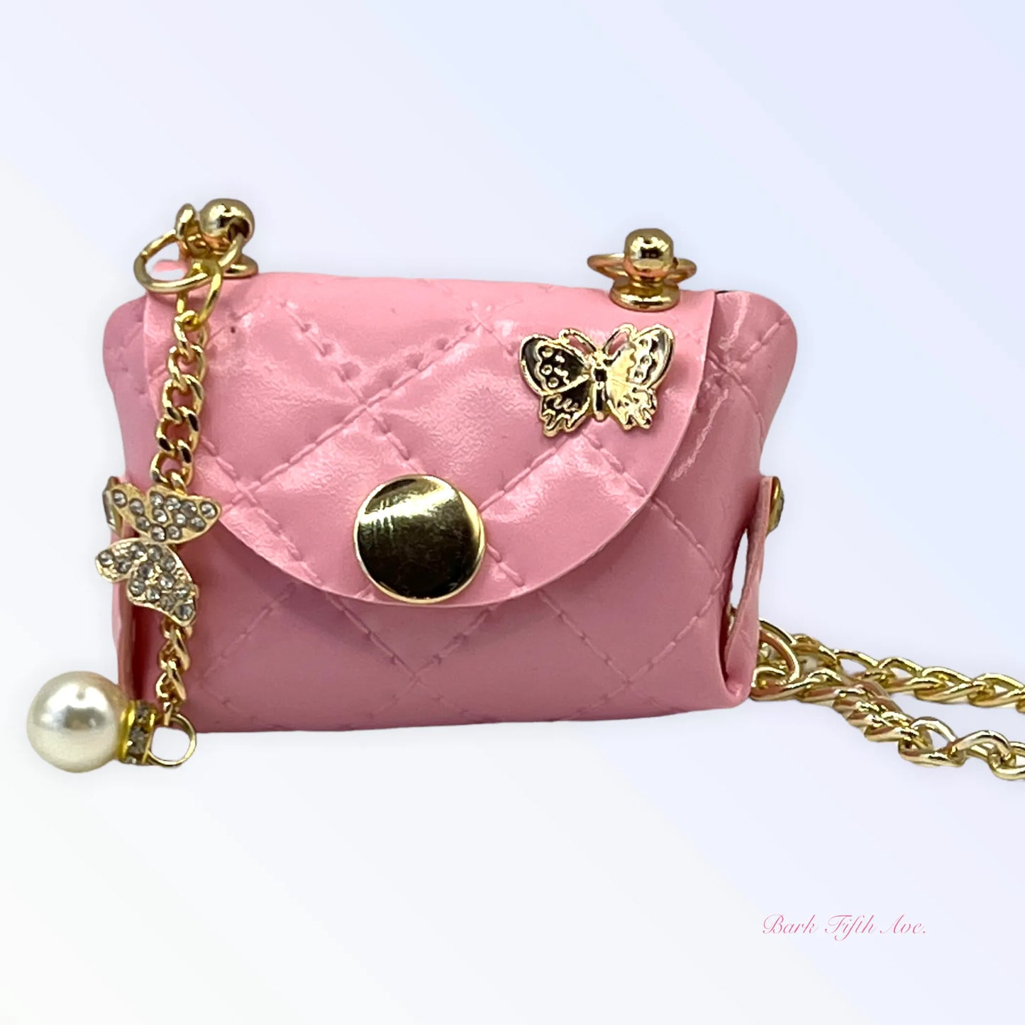 Pink Quilted Butterfly Pick-Up Bag - Your Pet Connection