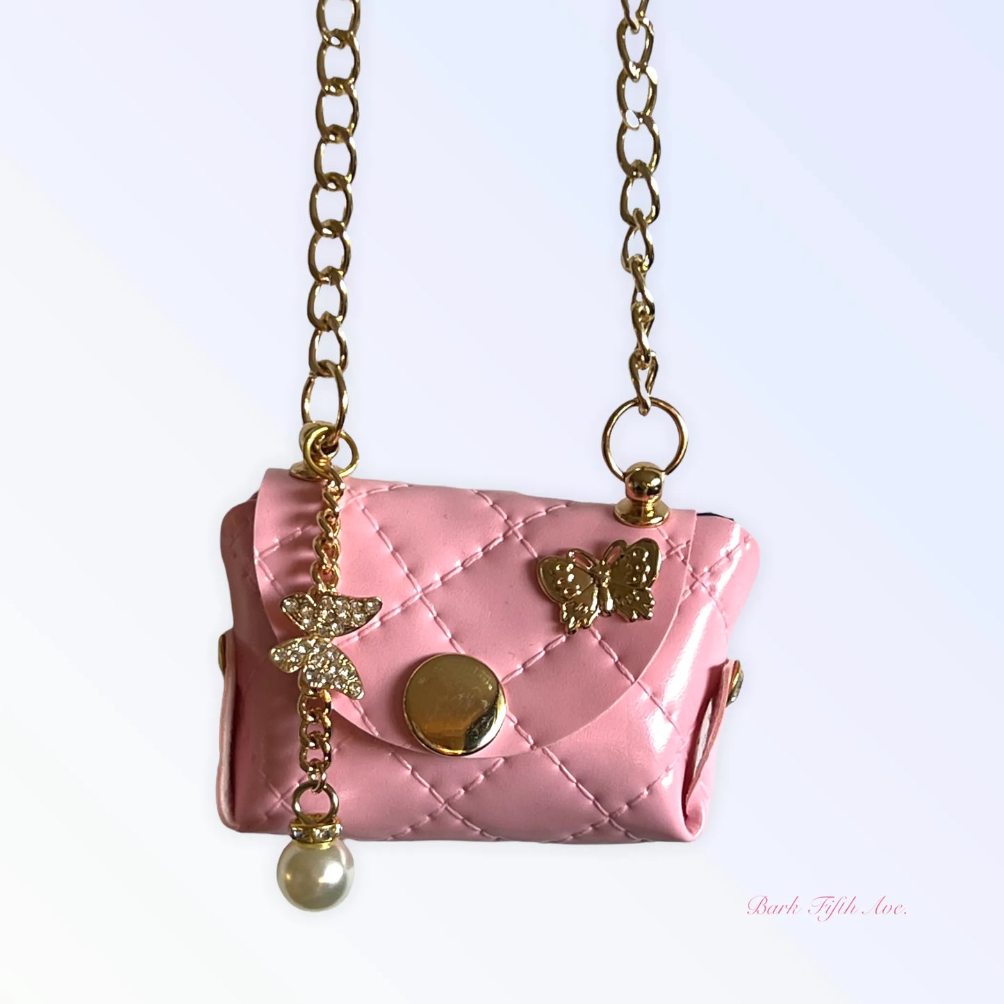Pink Quilted Butterfly Pick-Up Bag - Your Pet Connection