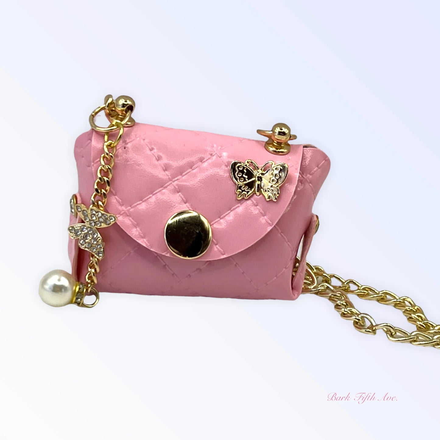 Pink Quilted Butterfly Pick-Up Bag - Your Pet Connection