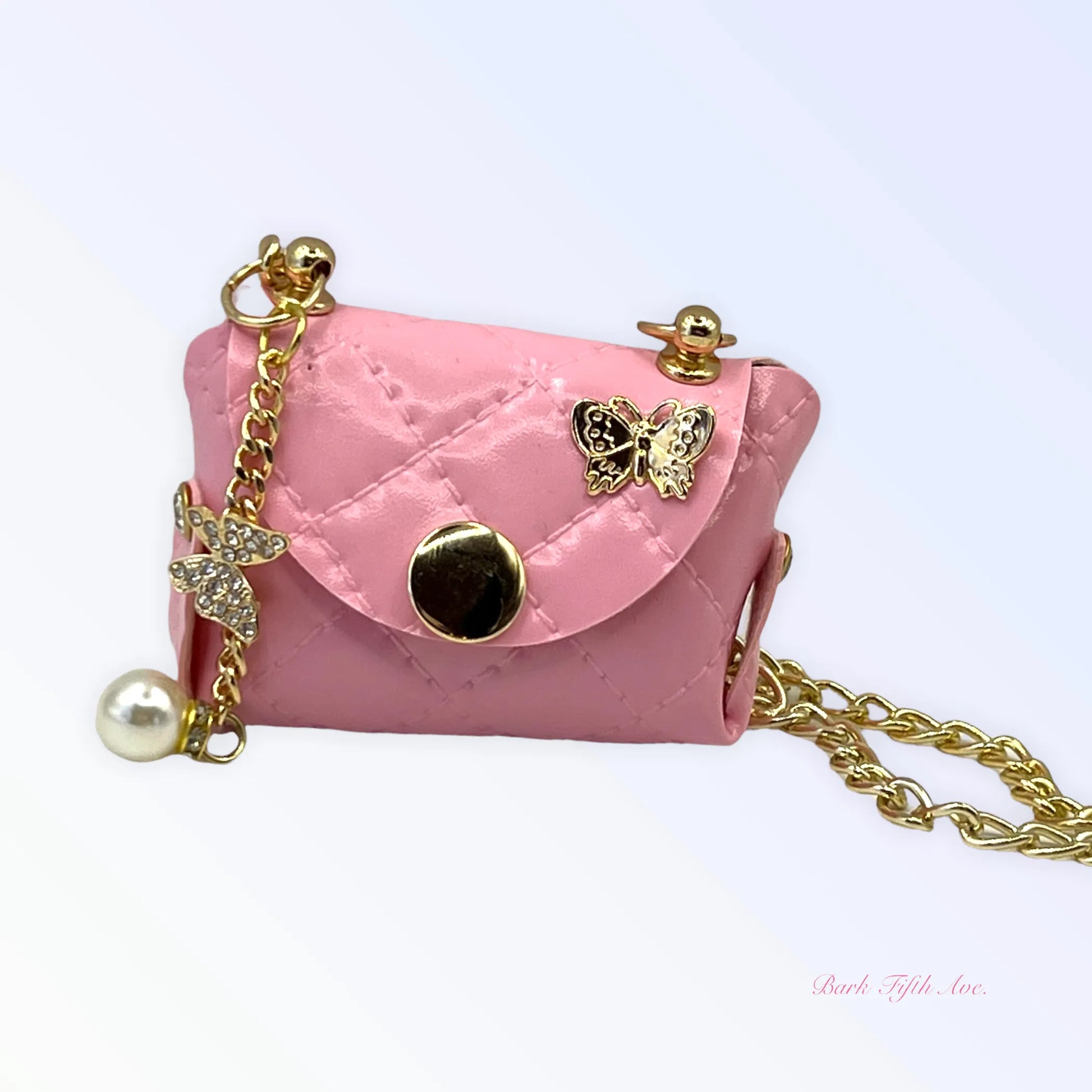 Pink Quilted Butterfly Pick-Up Bag - Your Pet Connection