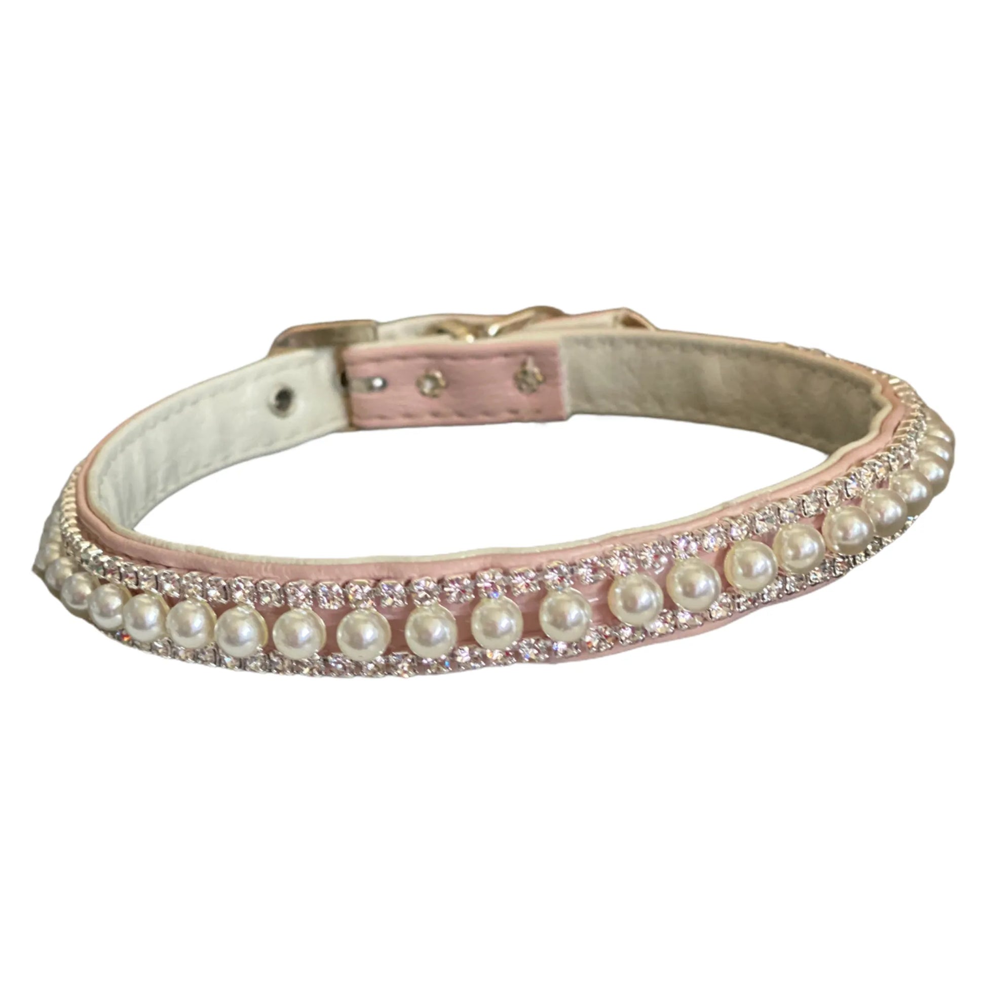 Pretty in Pink Pearl and Rhinestone Collar - Your Pet Connection