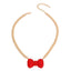 Bark Fifth Avenue Gold Chain Dog Necklace Red Bow