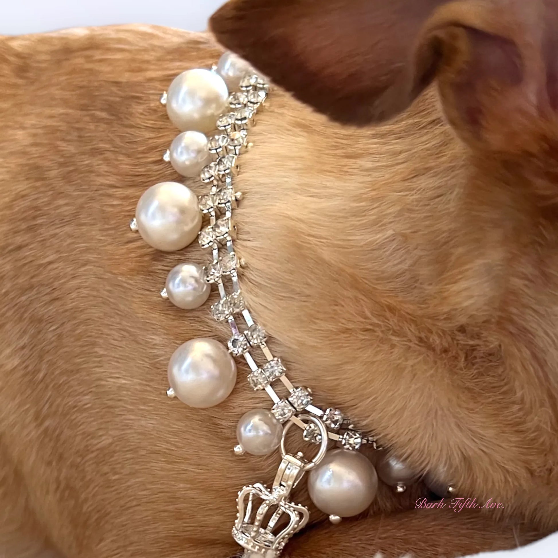 Rhinestone & Pearl Crown Necklace - Your Pet Connection