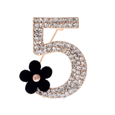 Rhinestone no. 5 Flower Brooch - Your Pet Connection