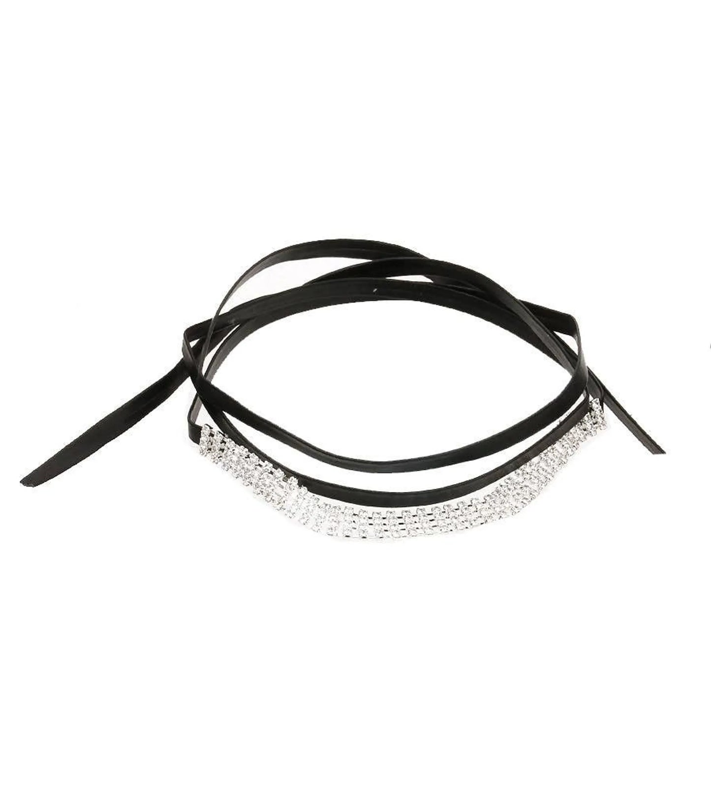 Rhinestone Ribbon Leatherette Pet Necklace - Your Pet Connection