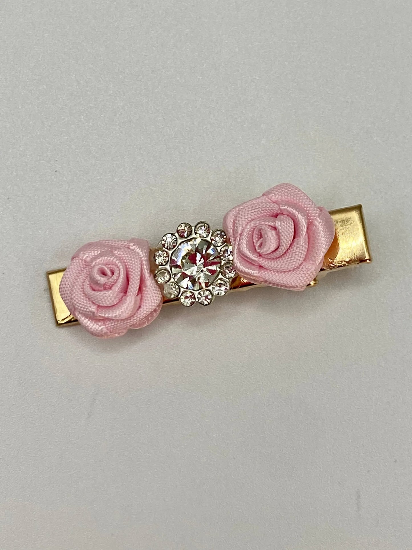 Bark Fifth Avenue Chic Rose & Rhinestone Hair Clip 1.75"