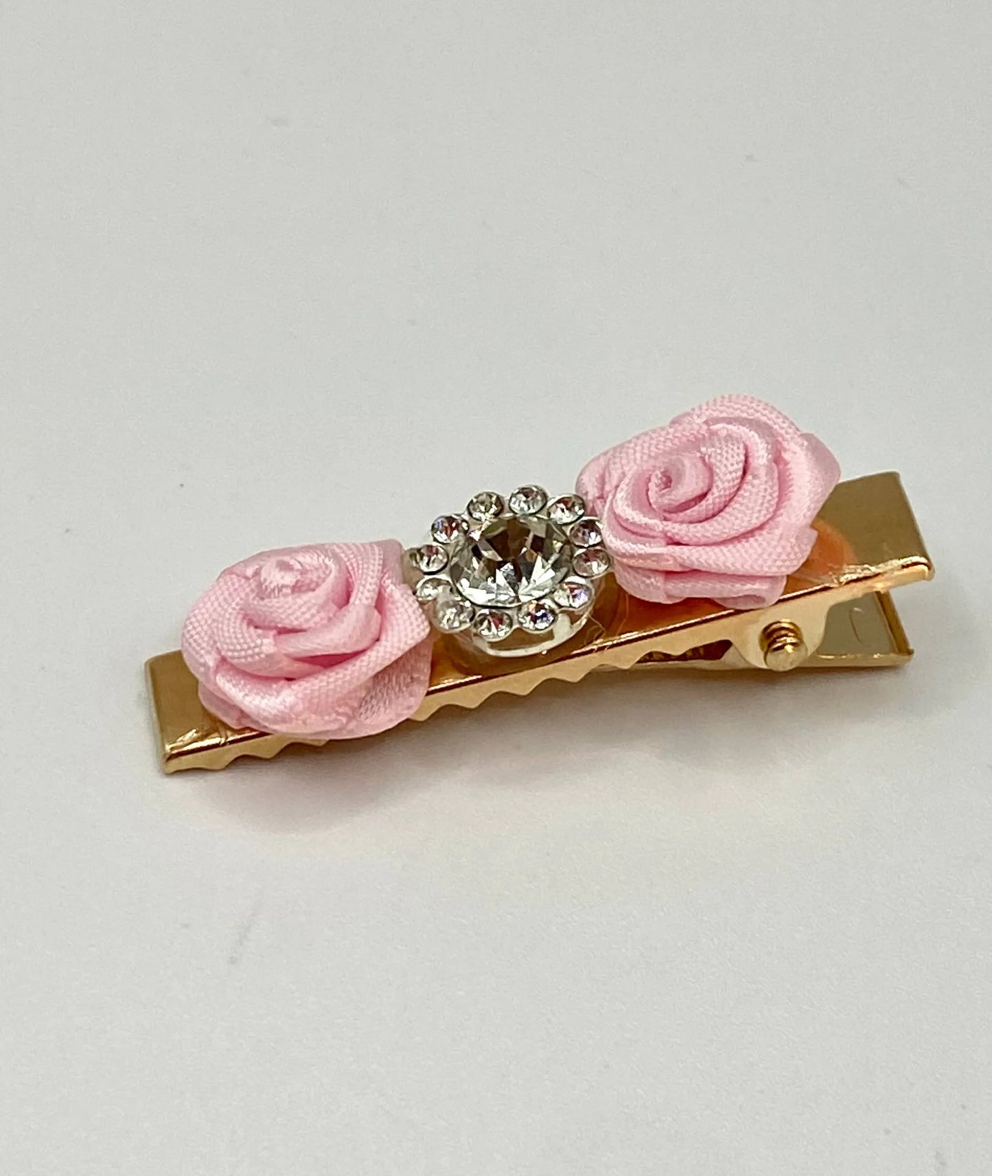 Bark Fifth Avenue Chic Rose & Rhinestone Hair Clip 1.75"