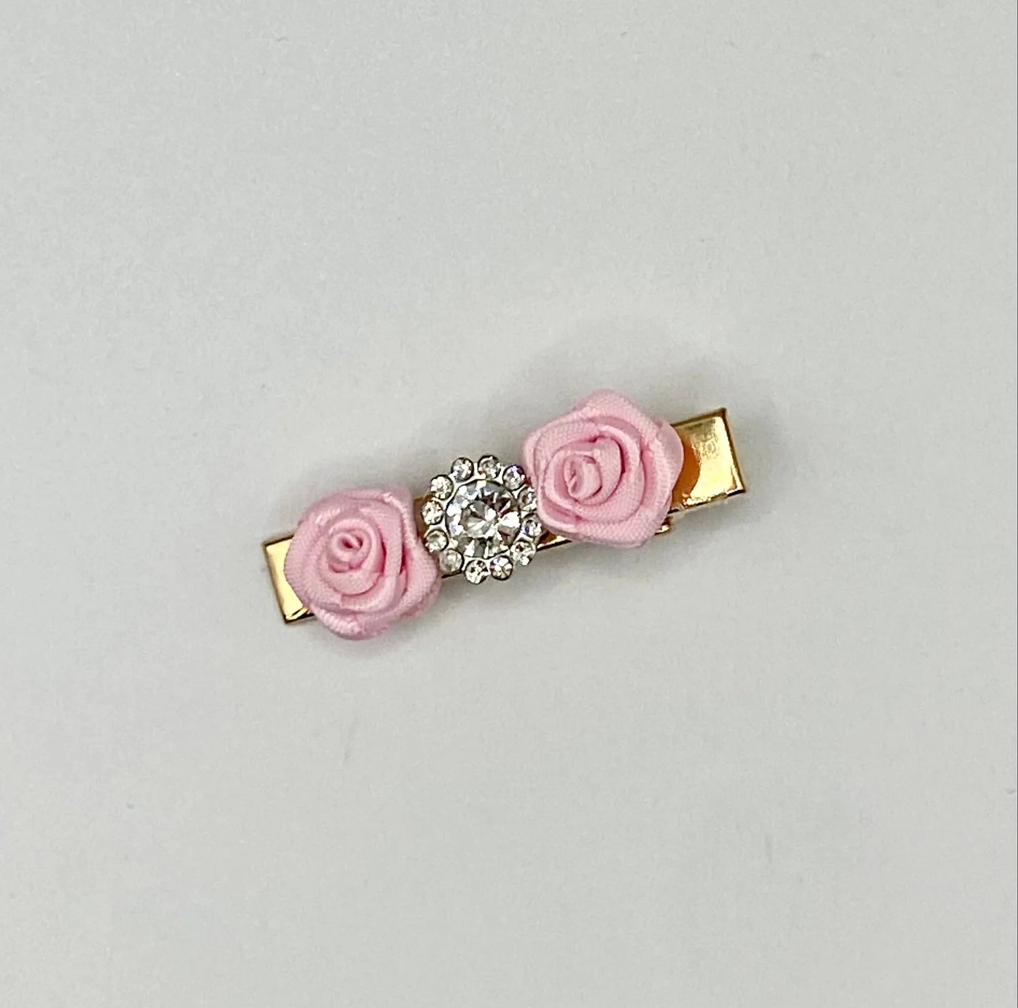 Bark Fifth Avenue Chic Rose & Rhinestone Hair Clip 1.75"