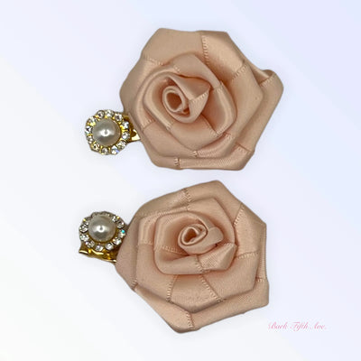 Bark Fifth Avenue Exquisite Silk Rose Hair Clips 20mm