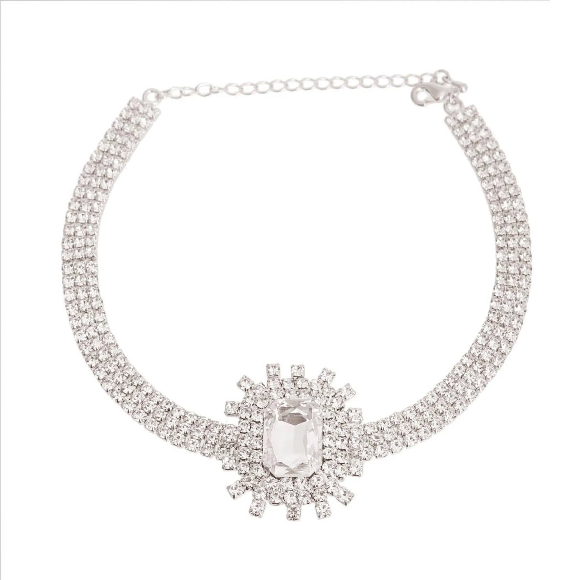 Silver Rectangle Burst Stone - Your Pet Connection
