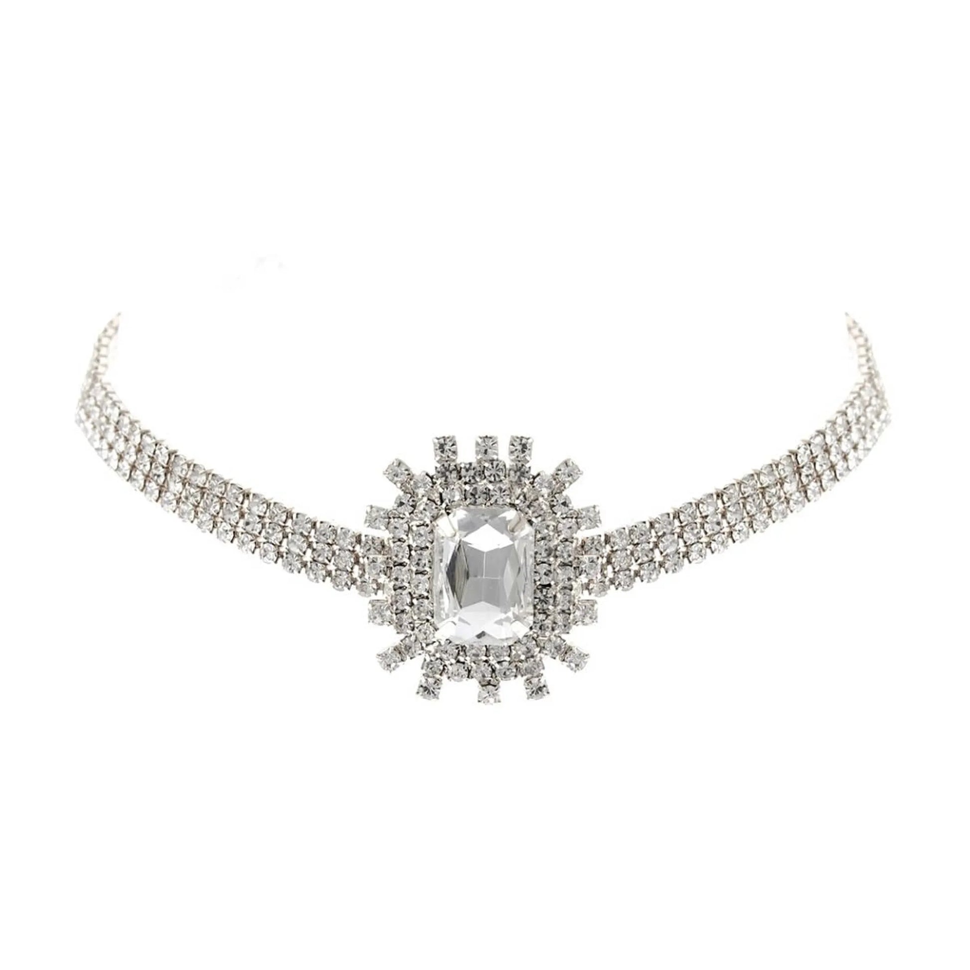Silver Rectangle Burst Stone - Your Pet Connection