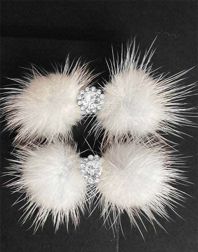 Snowflake Pom Pom Hair Barrettes - Your Pet Connection