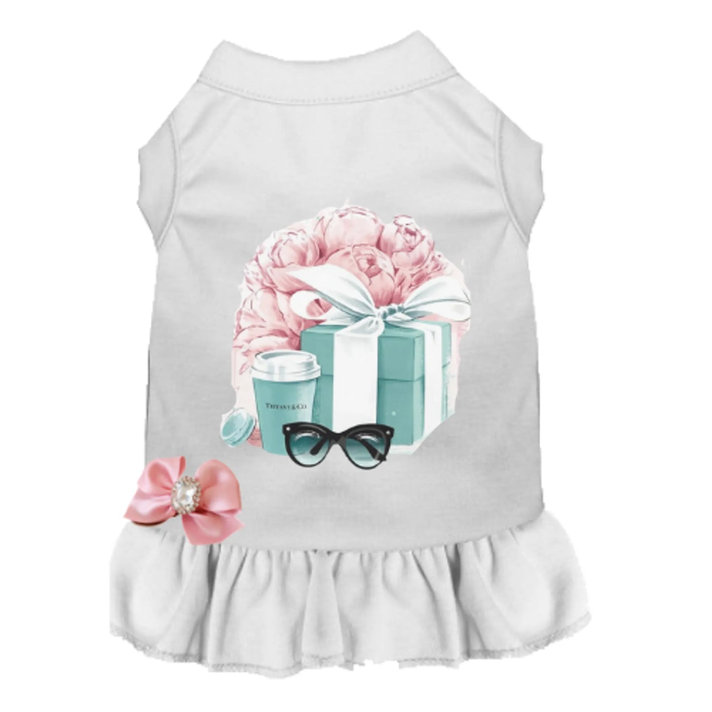 Bark Fifth Avenue Summer Rhinestone Bow Dog Dress