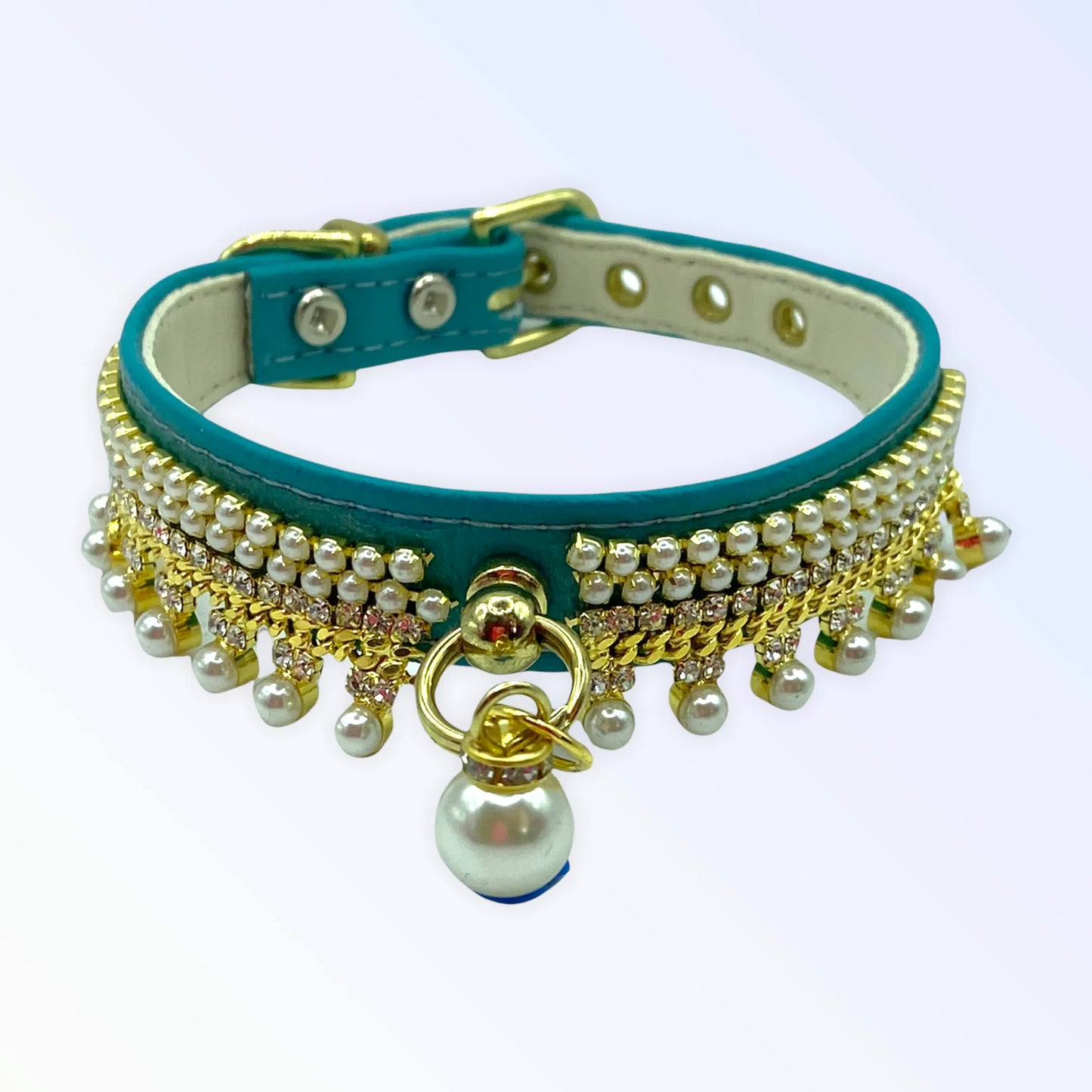 Bark Fifth Avenue Vegan Leather Rhinestone Dog Collar