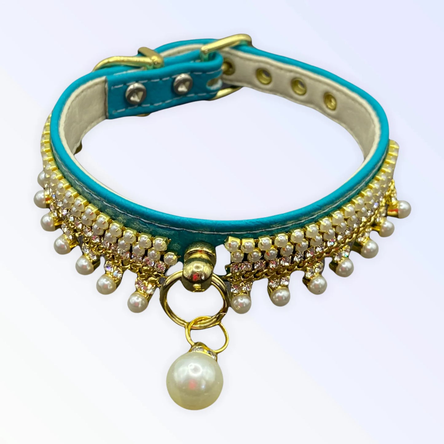 Bark Fifth Avenue Vegan Leather Rhinestone Dog Collar