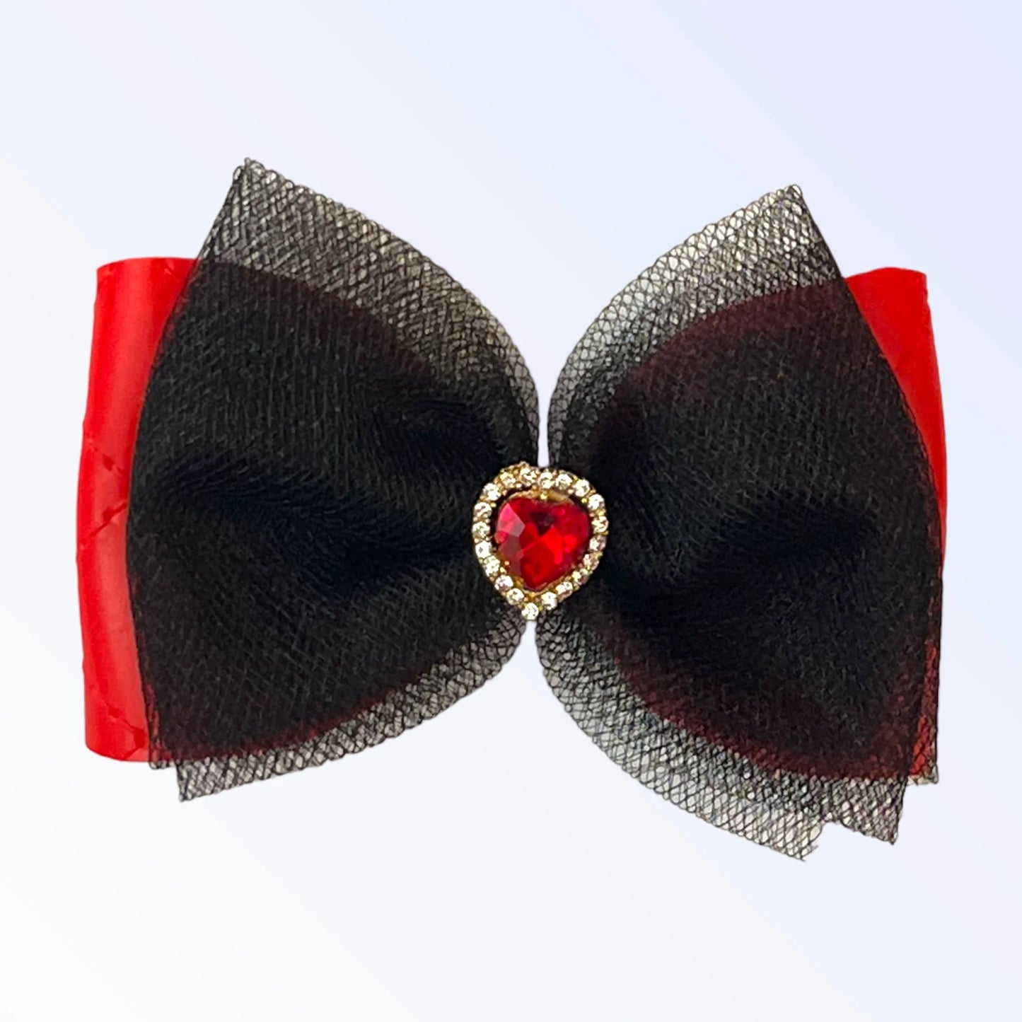 Bark Fifth Avenue Rhinestone Heart Tulle Barrette 100mm