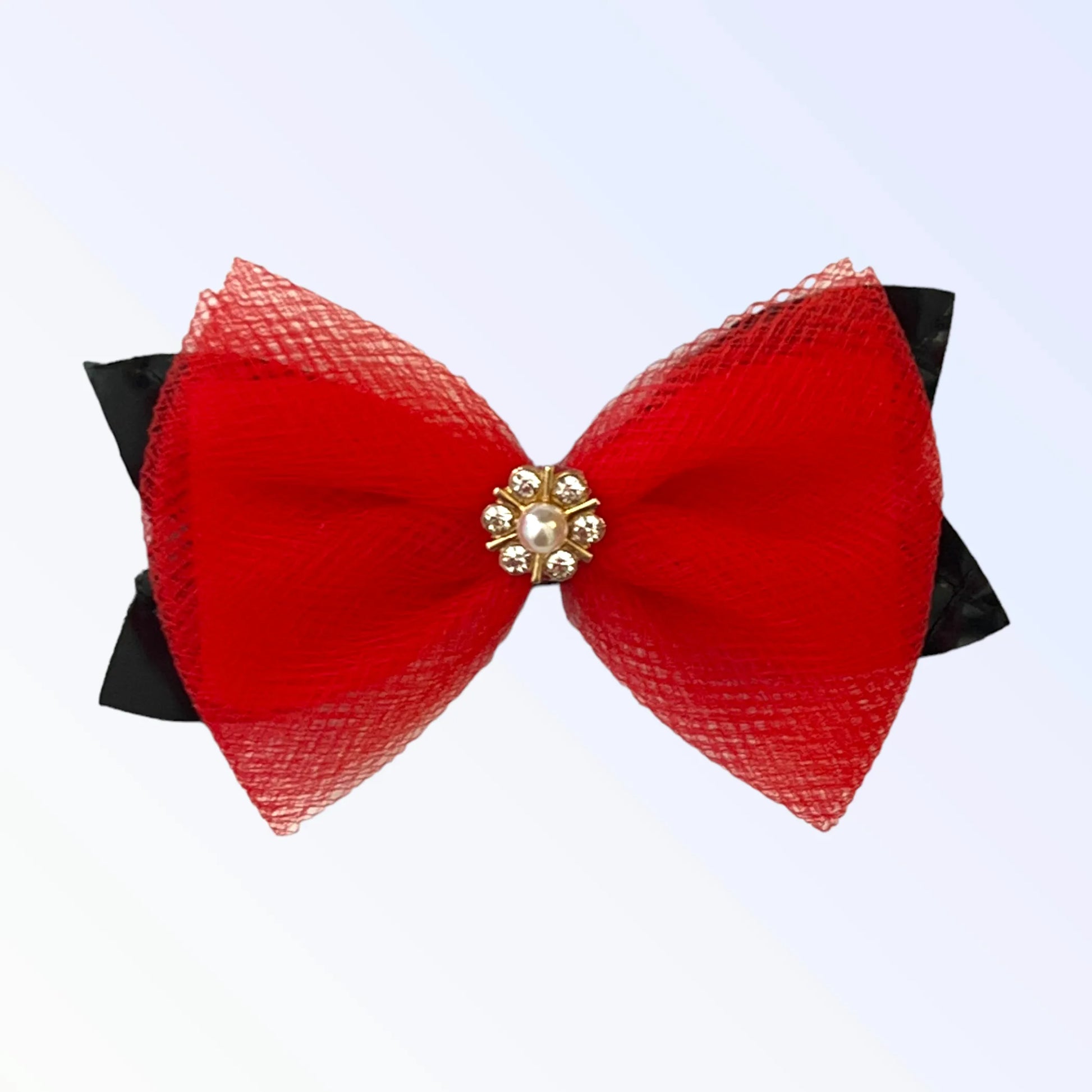 Tulle Pearl and Rhinestone Dog Hair Barrette - Your Pet Connection