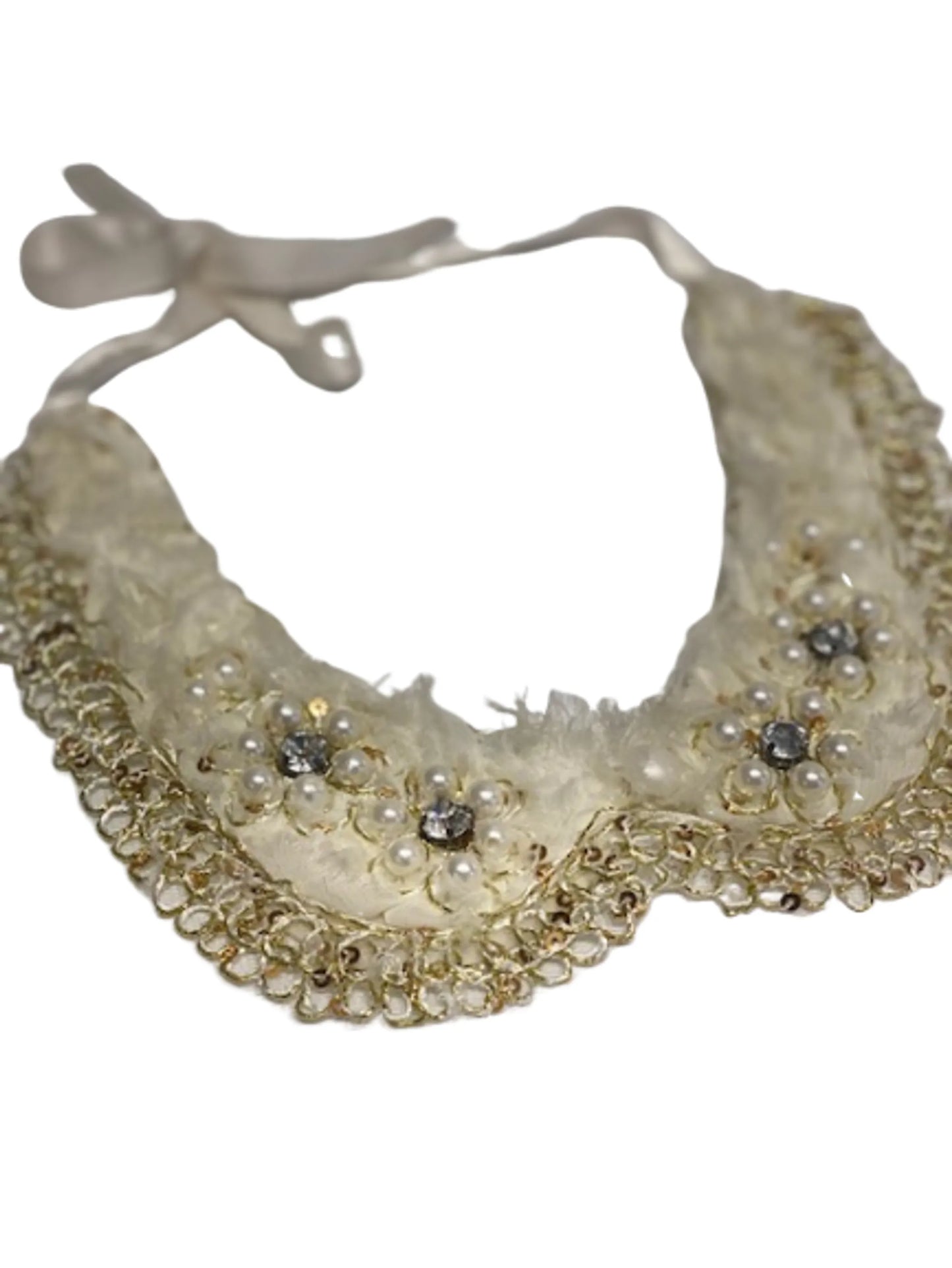 Bark Fifth Avenue Elegant Pearl Rhinestone Dog Collar 78cm