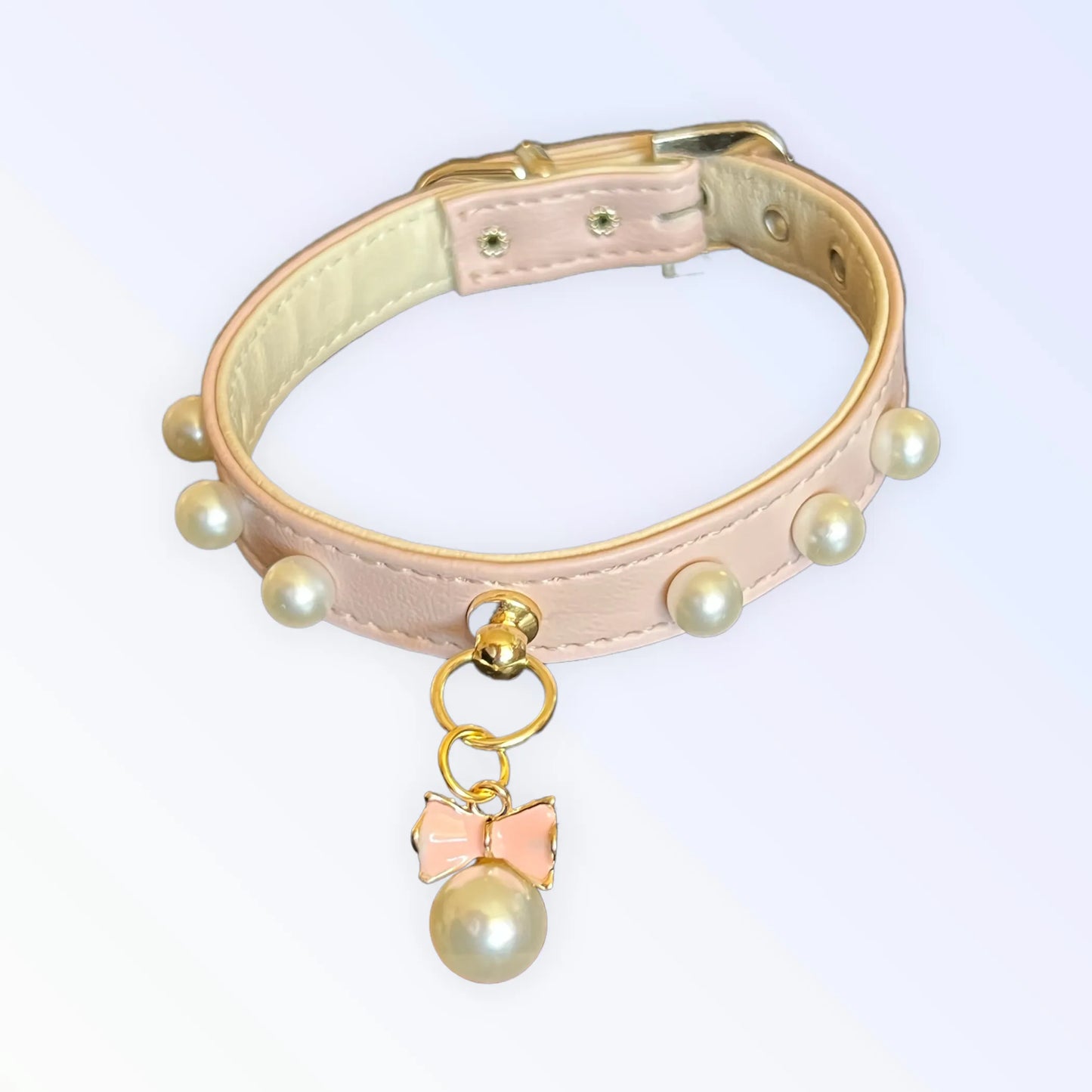 Bark Fifth Avenue Elegant Vegan Leather Pearl Collar