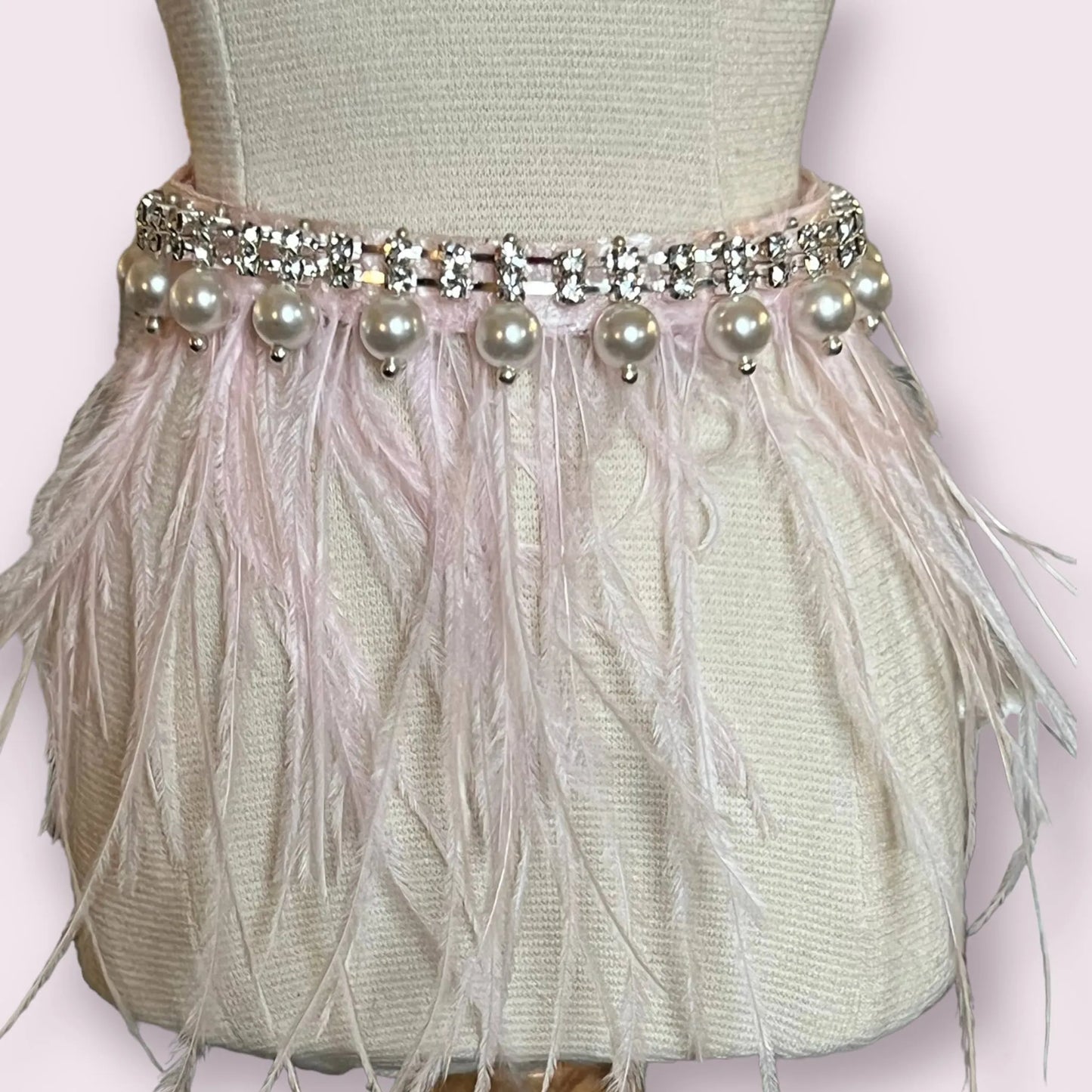 Bark Fifth Avenue Pink Feather & Pearl Dog Collar