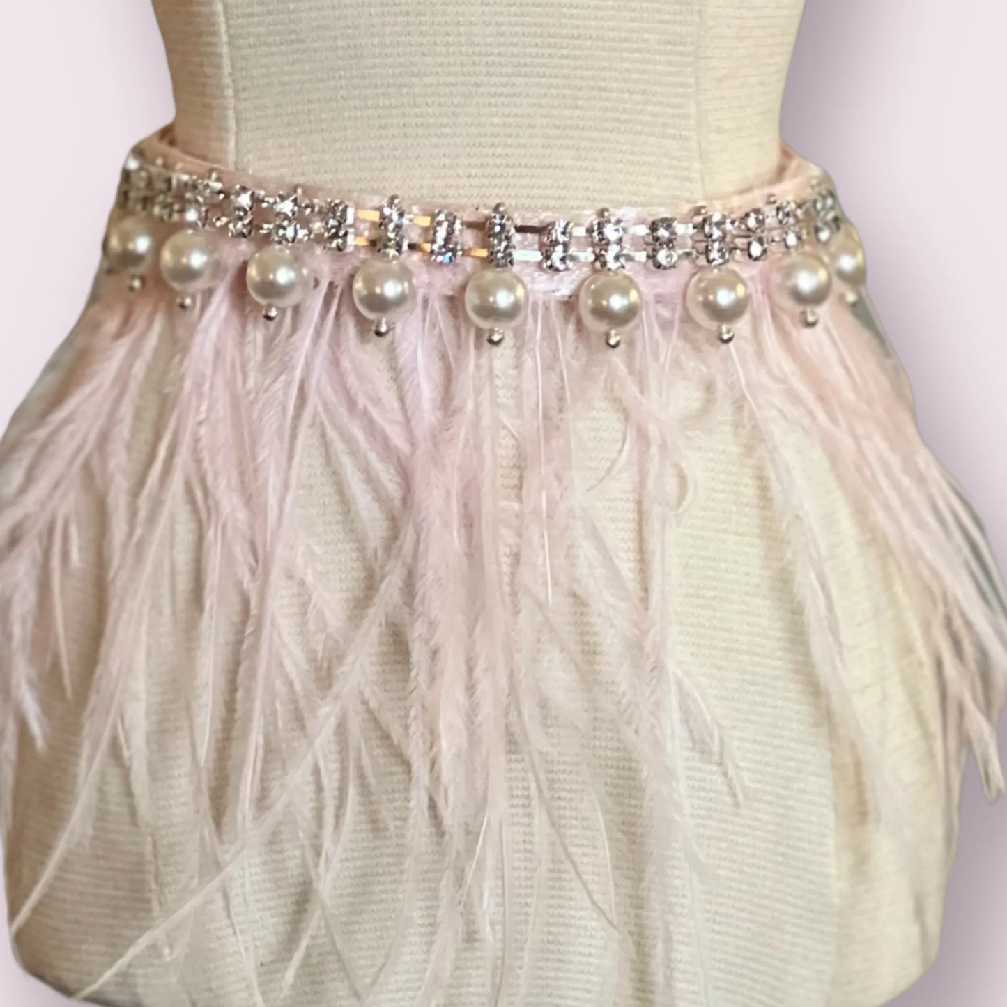 Bark Fifth Avenue Pink Feather & Pearl Dog Collar