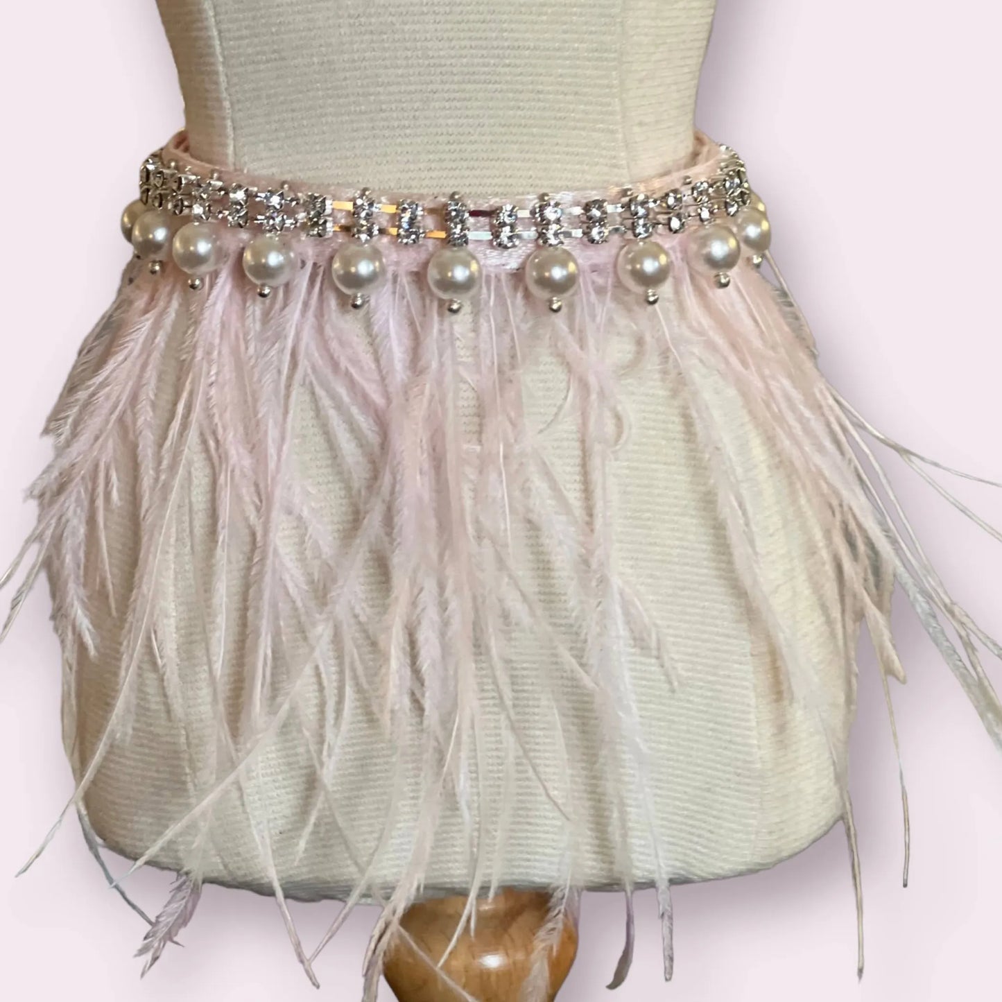 Bark Fifth Avenue Pink Feather & Pearl Dog Collar