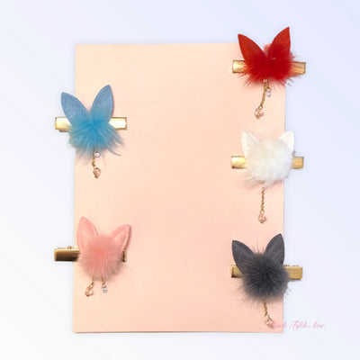 Fuzzy Bunny Pom Pom Hair Barrette - Your Pet Connection