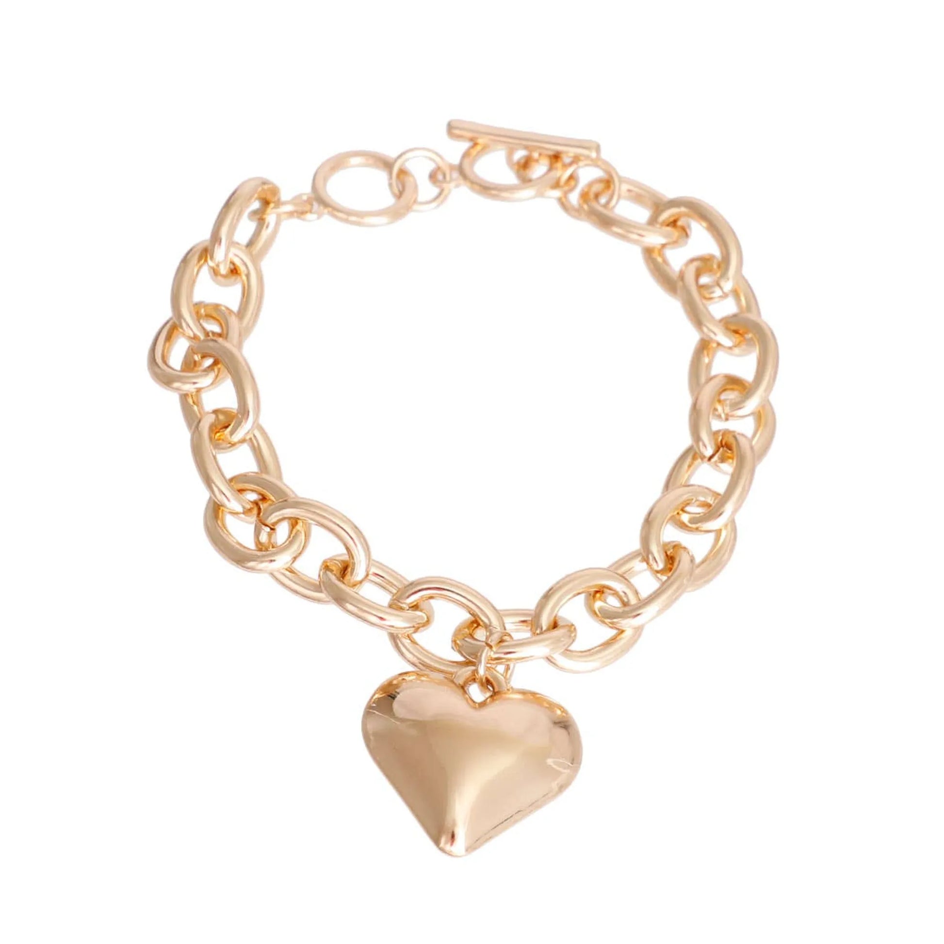 Gold Cable Chain Heart Toggle Necklace - Your Pet Connection