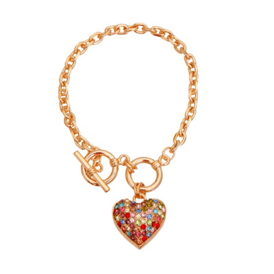 Gold Chain 3D Multi-Color Heart Dog Necklace - Your Pet Connection